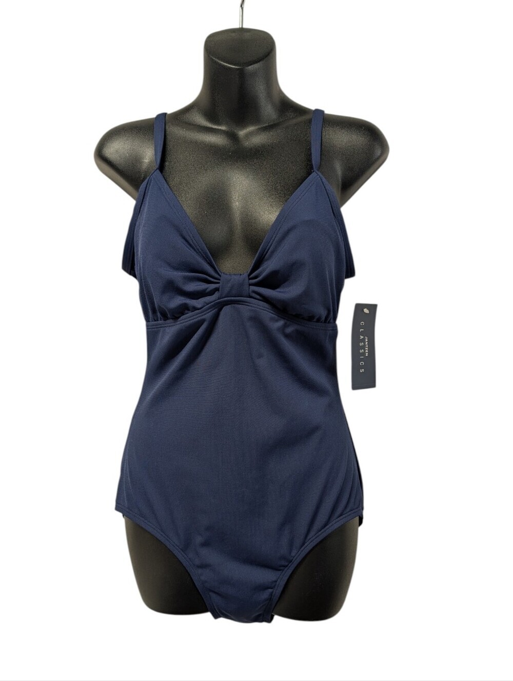 Jantzen Classics Blue One Piece Swimsuit Twist Front Sz 10 Adjustable Straps NWT